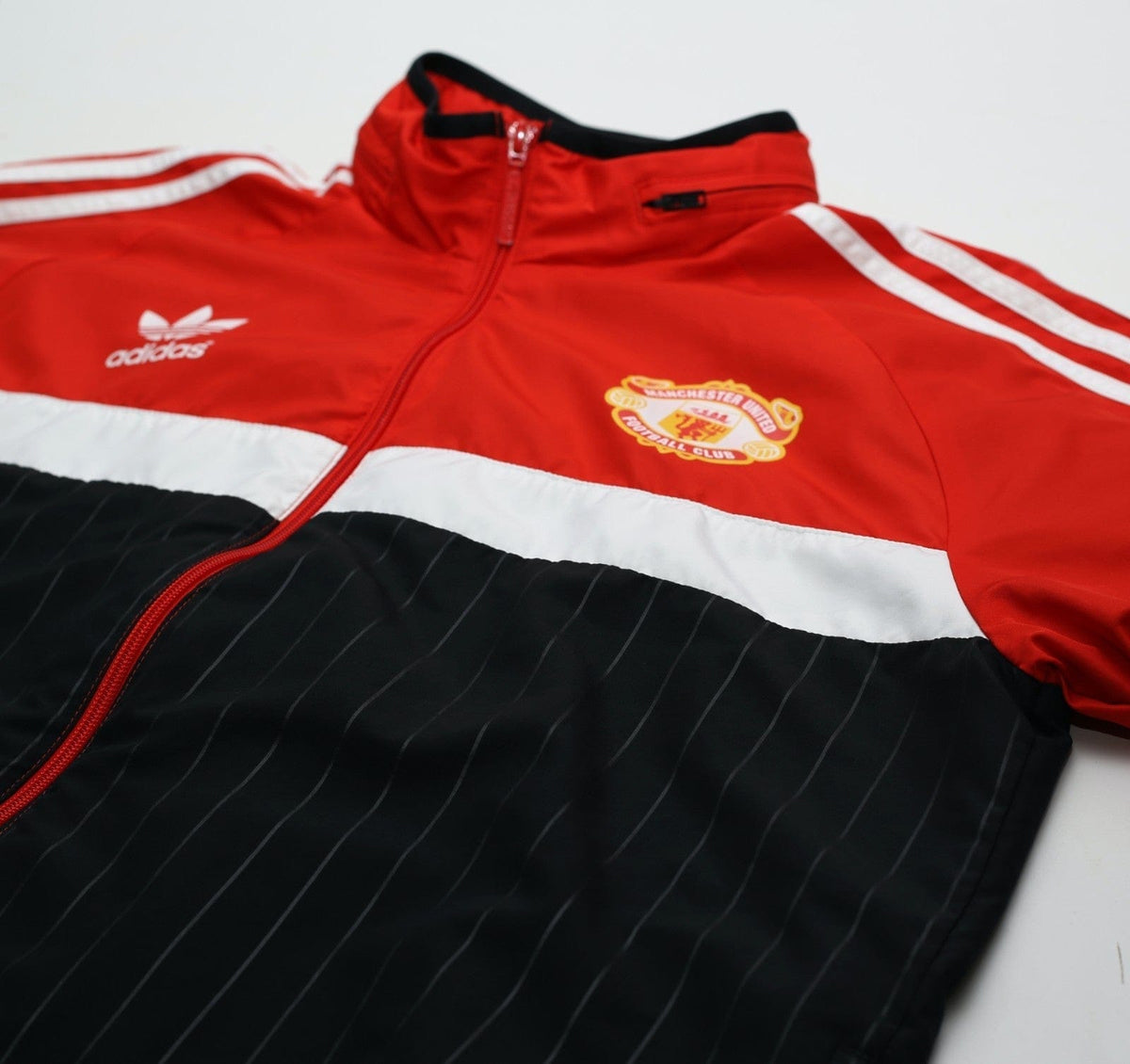 1980s Style MANCHESTER UNITED Vintage Retro adidas Originals Hooded Jacket (L)