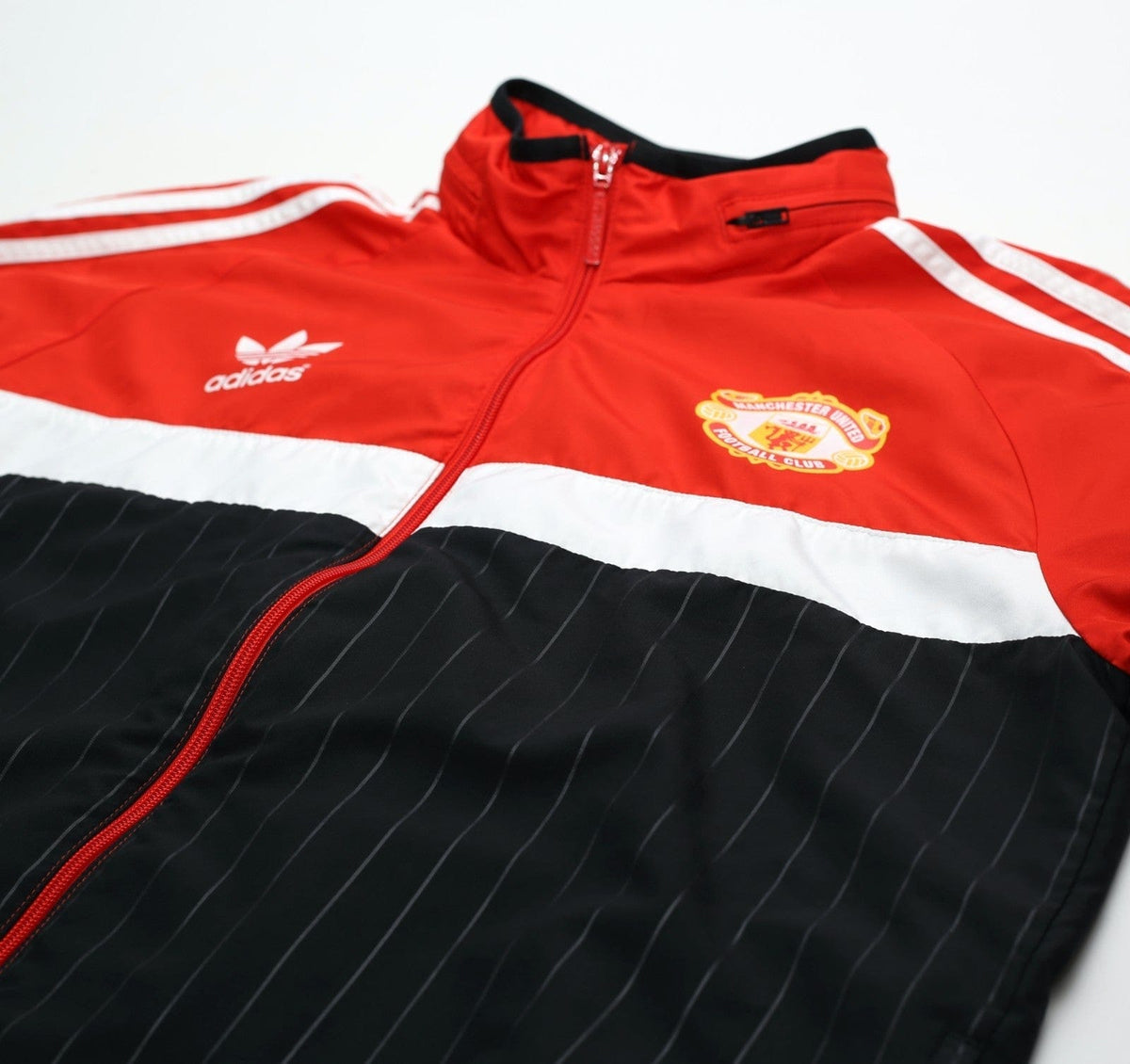 1980s Style MANCHESTER UNITED Vintage Retro adidas Originals Hooded Jacket (L)