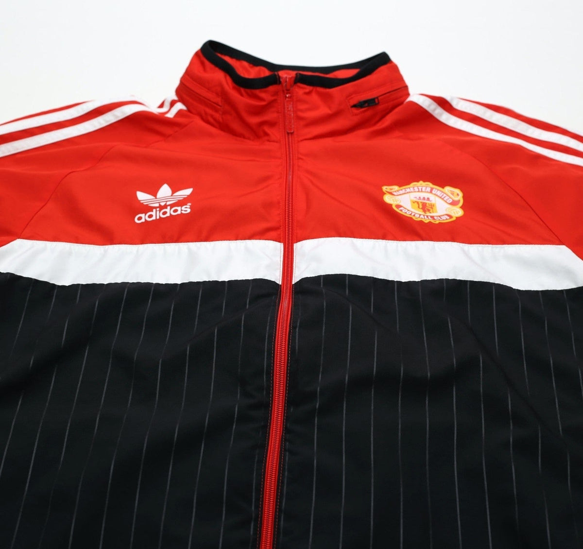 1980s Style MANCHESTER UNITED Vintage Retro adidas Originals Hooded Jacket (L)