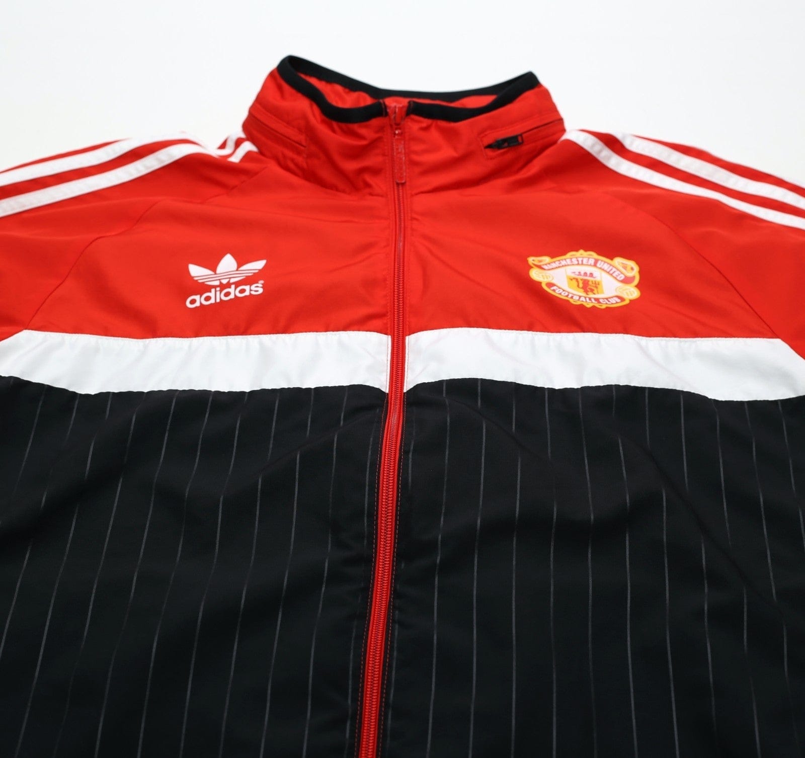 1980s Style MANCHESTER UNITED Vintage Retro adidas Originals Hooded Jacket (L)