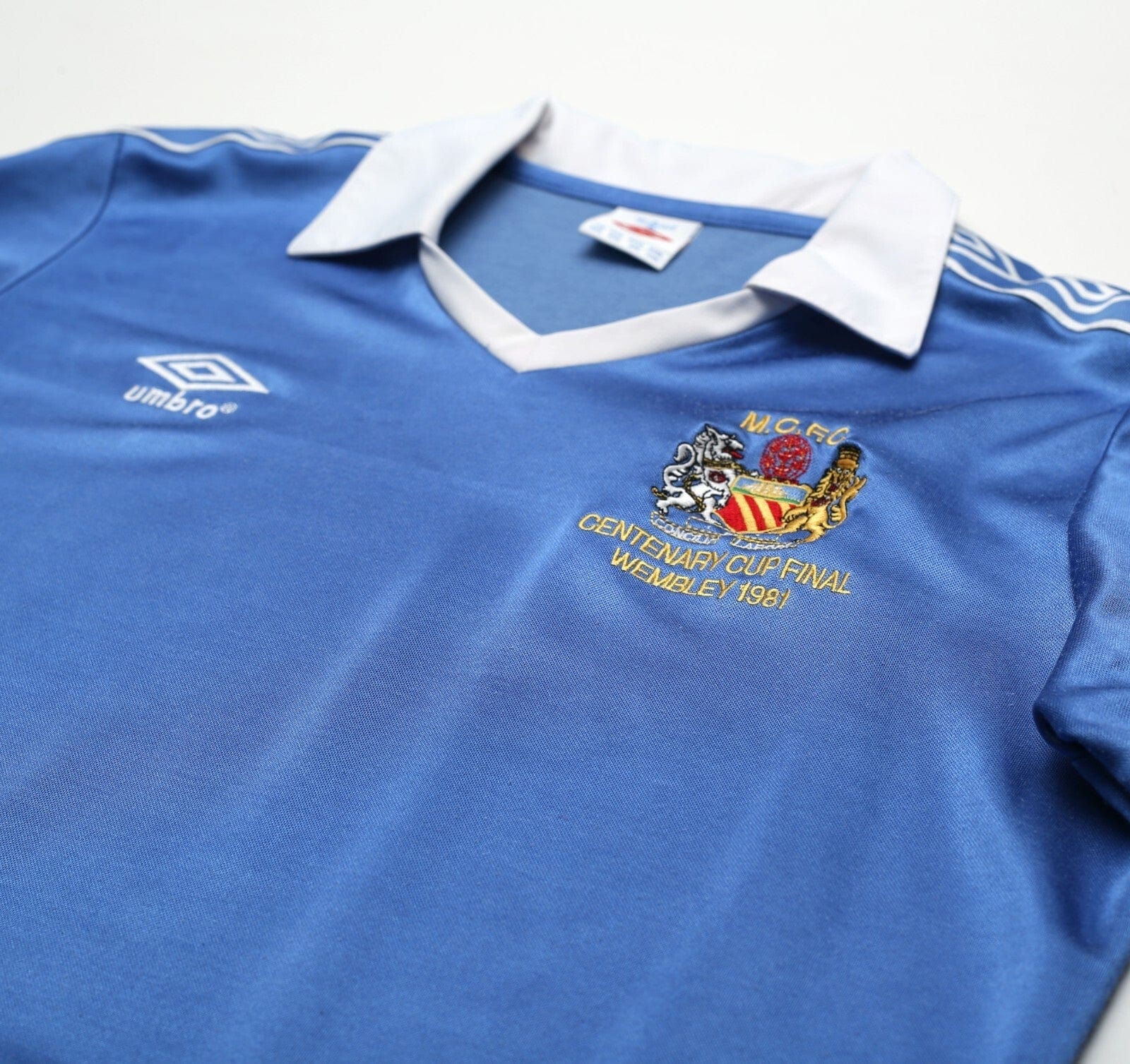 1981 MANCHESTER CITY Retro Umbro FA Cup Final Centenary Home Football Shirt (L)
