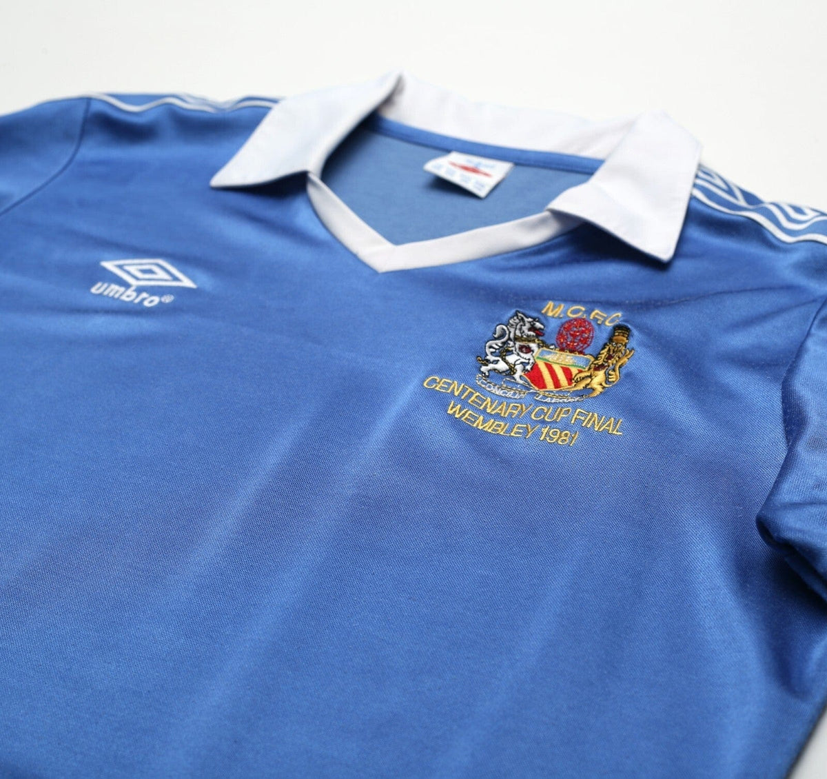 1981 MANCHESTER CITY Retro Umbro FA Cup Final Centenary Home Football Shirt (L)