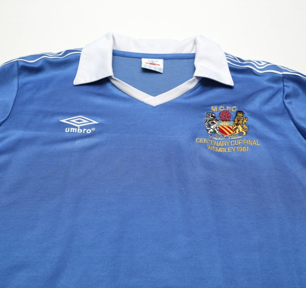 1981 MANCHESTER CITY Retro Umbro FA Cup Final Centenary Home Football Shirt (L)