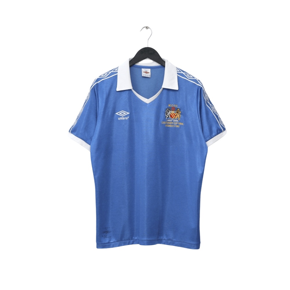 1981 MANCHESTER CITY Retro Umbro FA Cup Final Centenary Home Football Shirt (L)