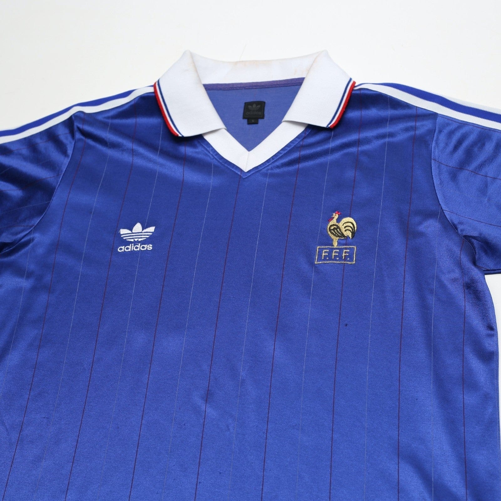 1982 Platini #10 France Retro adidas Originals Home Football Shirt (M/L)