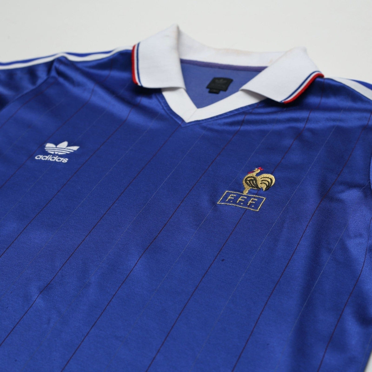 1982 Platini #10 France Retro adidas Originals Home Football Shirt (M/L)