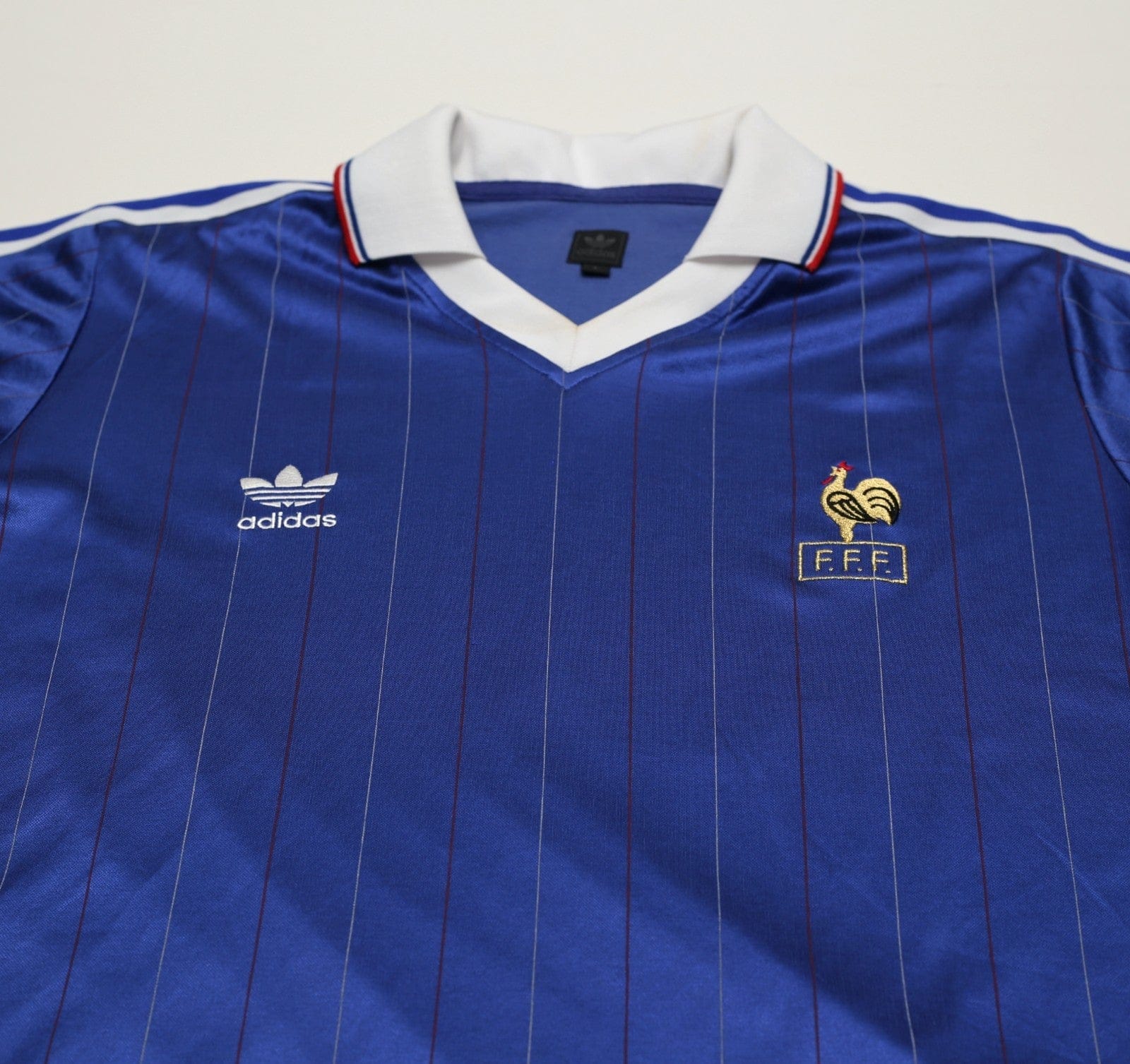 1982 Platini #10 France Retro adidas Originals Home Football Shirt (M/L)
