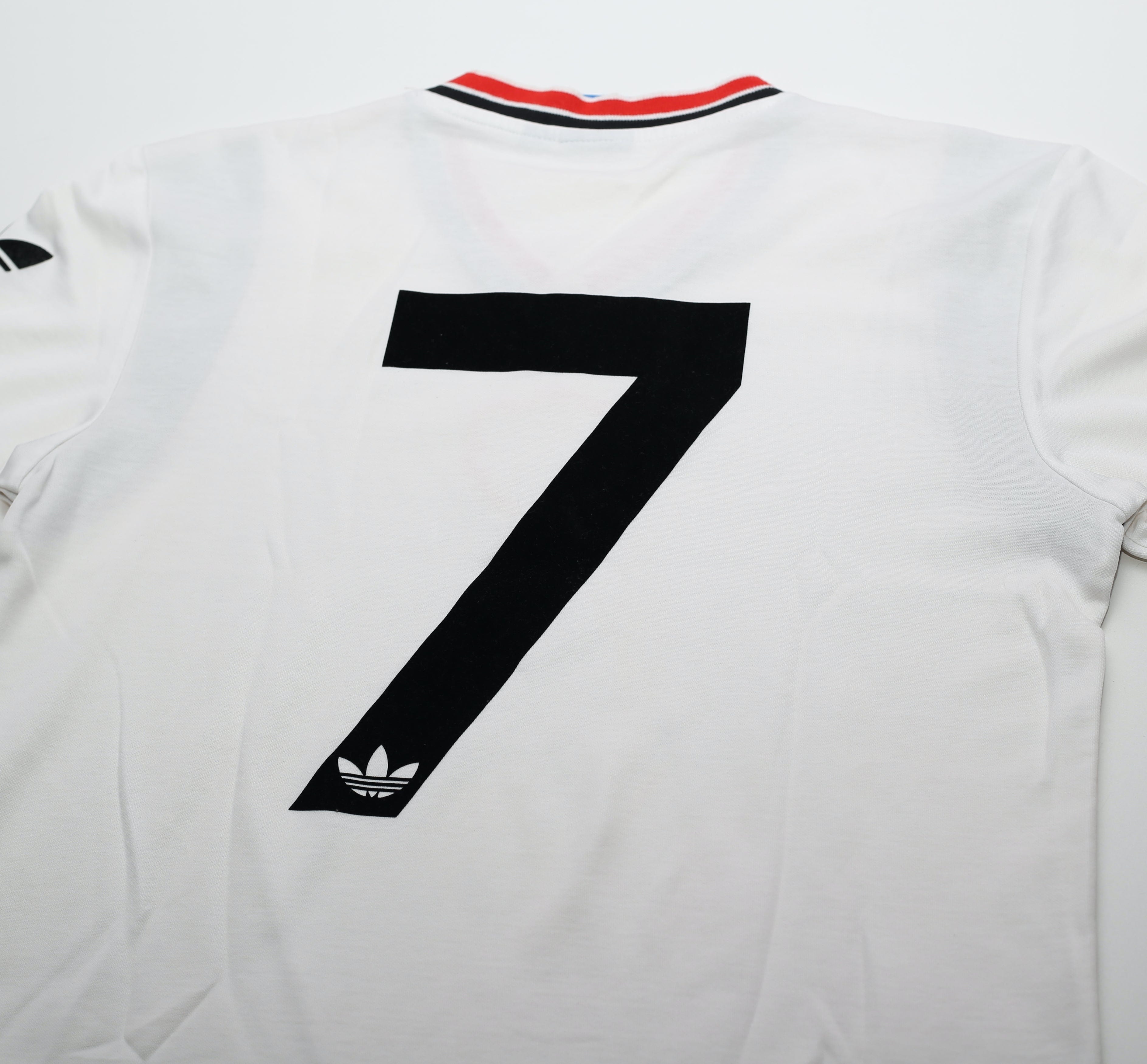 1984/85 ROBSON #7 Manchester United adidas Originals Away Football Shirt (S)
