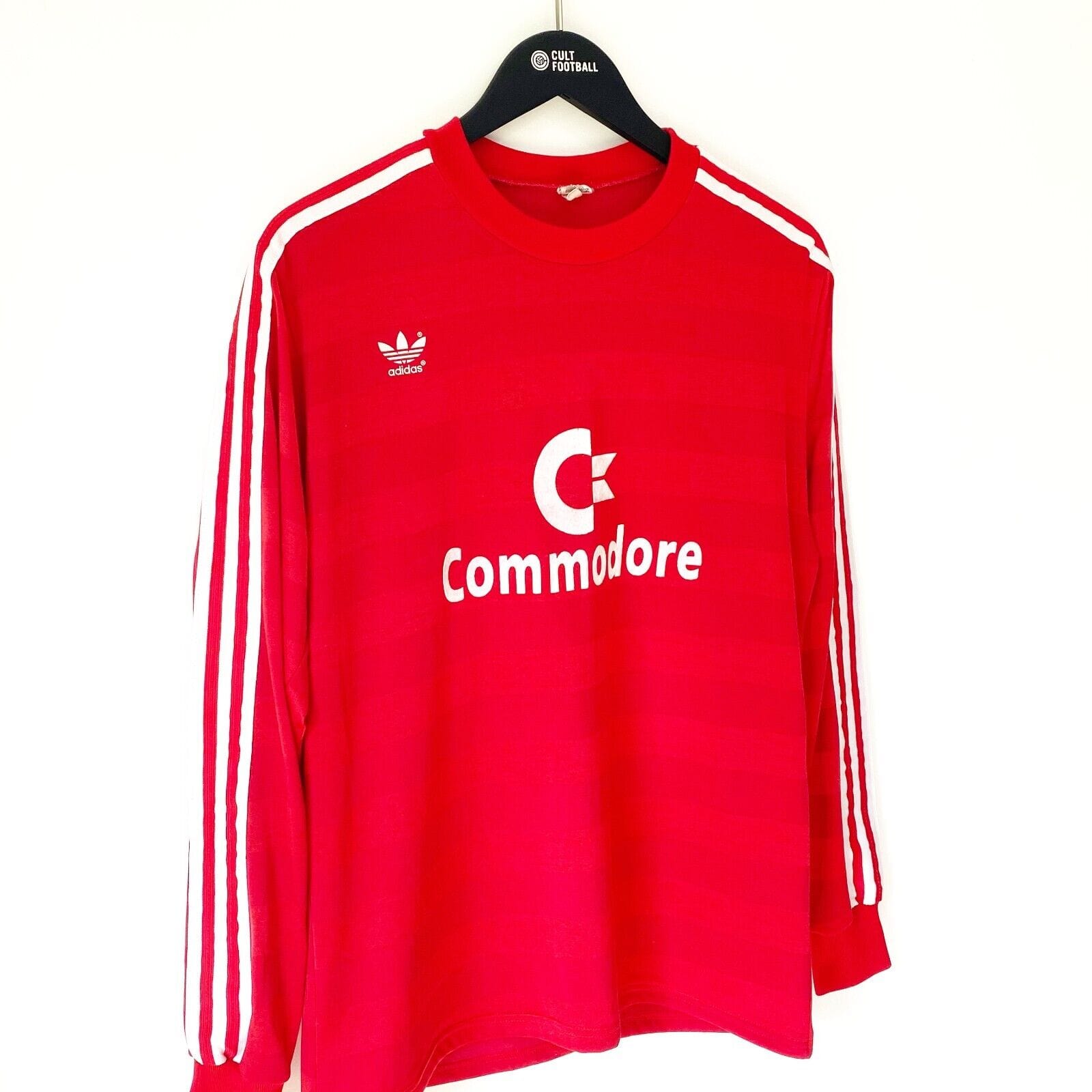 1984/89 BAYERN MUNICH Vintage adidas Home LS Football Shirt (M) COMMODORE