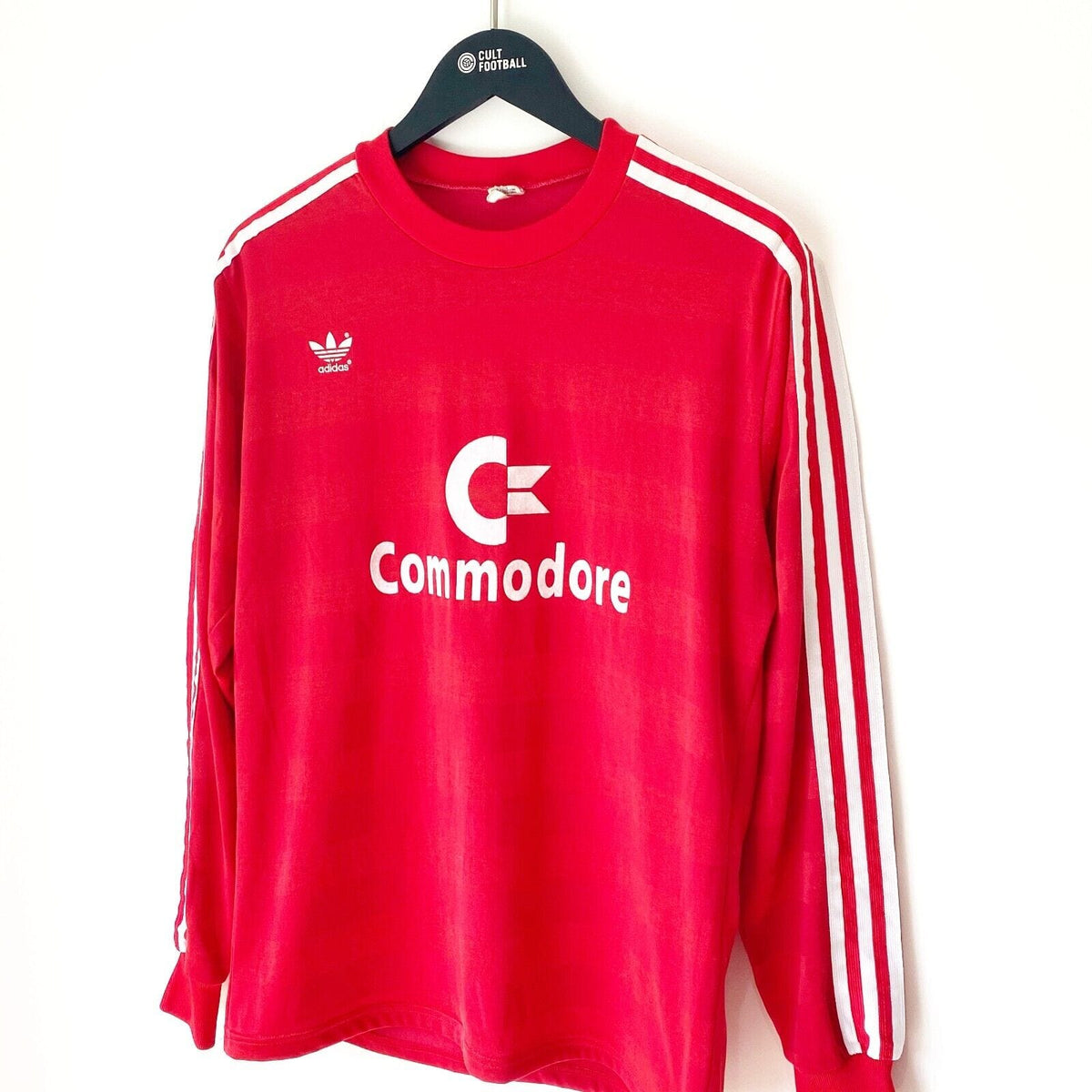 1984/89 BAYERN MUNICH Vintage adidas Home LS Football Shirt (M) COMMODORE