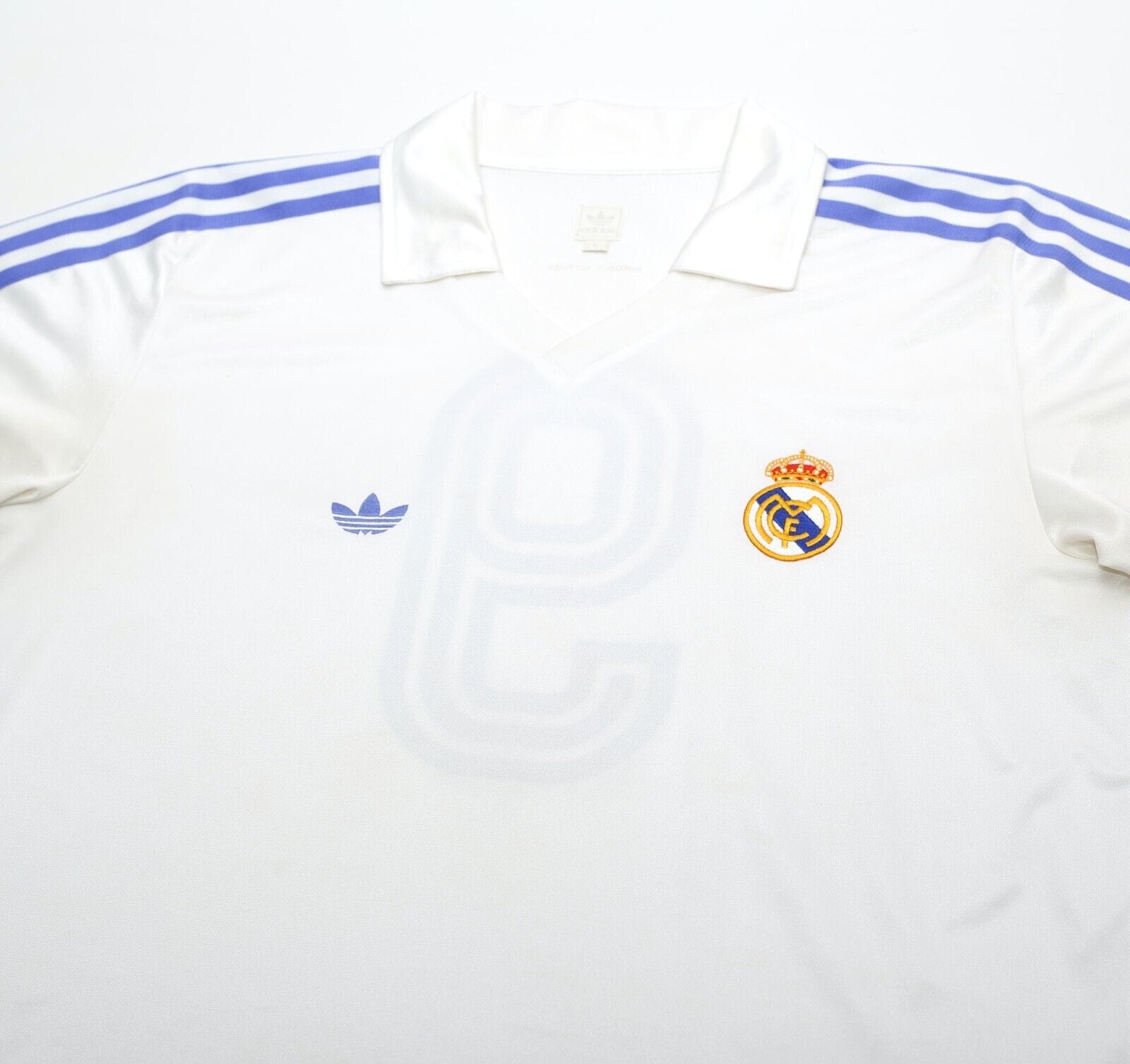 1985/86 SANCHEZ #9 Real Madrid Retro adidas Originals Home Football Shirt (L)