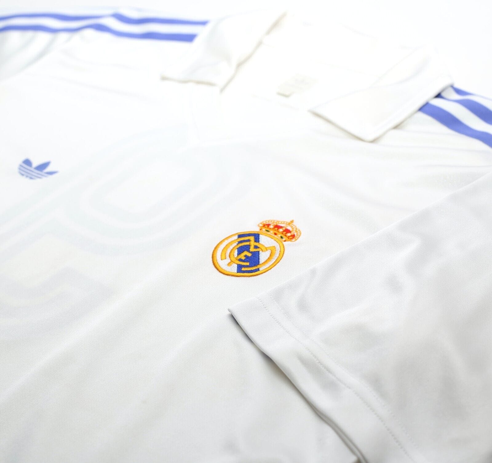 1985/86 SANCHEZ #9 Real Madrid Retro adidas Originals Home Football Shirt (L)