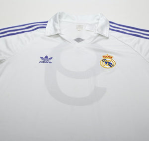 1985/86 SANCHEZ #9 Real Madrid Retro adidas Originals Home Football Shirt (M)