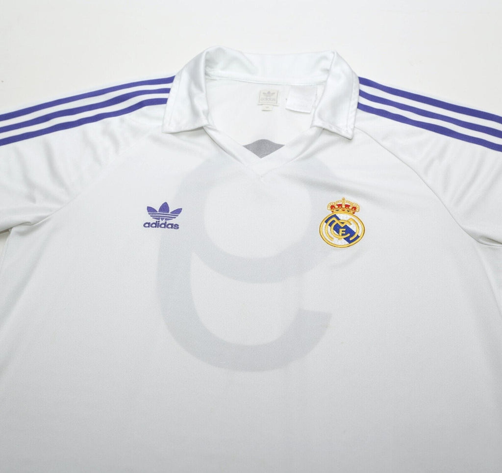 1985/86 SANCHEZ #9 Real Madrid Retro adidas Originals Home Football Shirt (M)