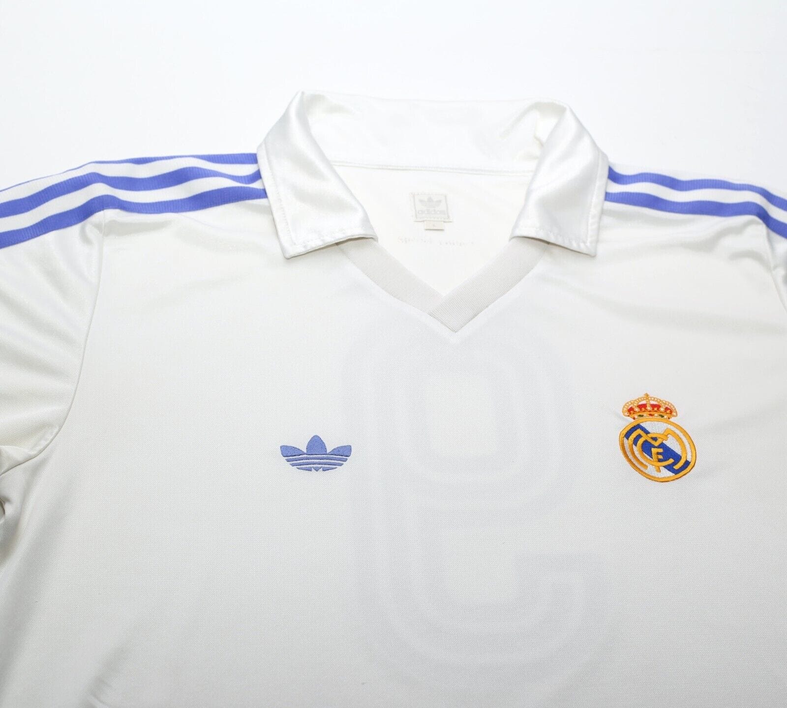 1985/86 SANCHEZ #9 Real Madrid Retro adidas Originals Home Football Shirt (M/L)