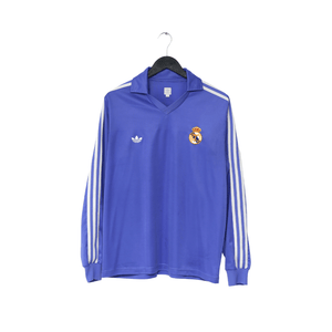 1985/86 SANCHEZ #9 Real Madrid Retro adidas Originals LS Away Football Shirt (L)