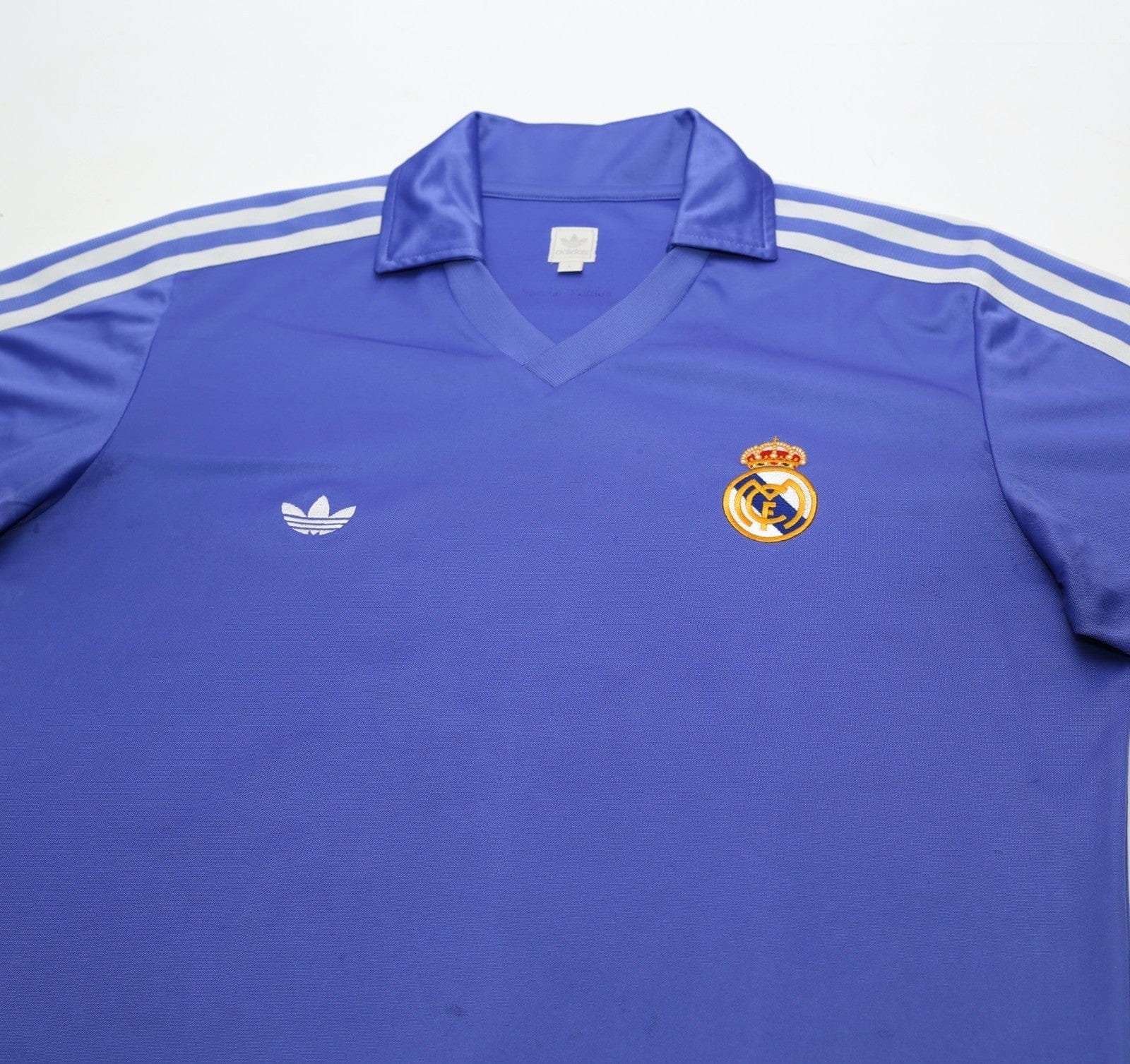 1985/86 SANCHEZ #9 Real Madrid Retro adidas Originals LS Away Football Shirt (L)
