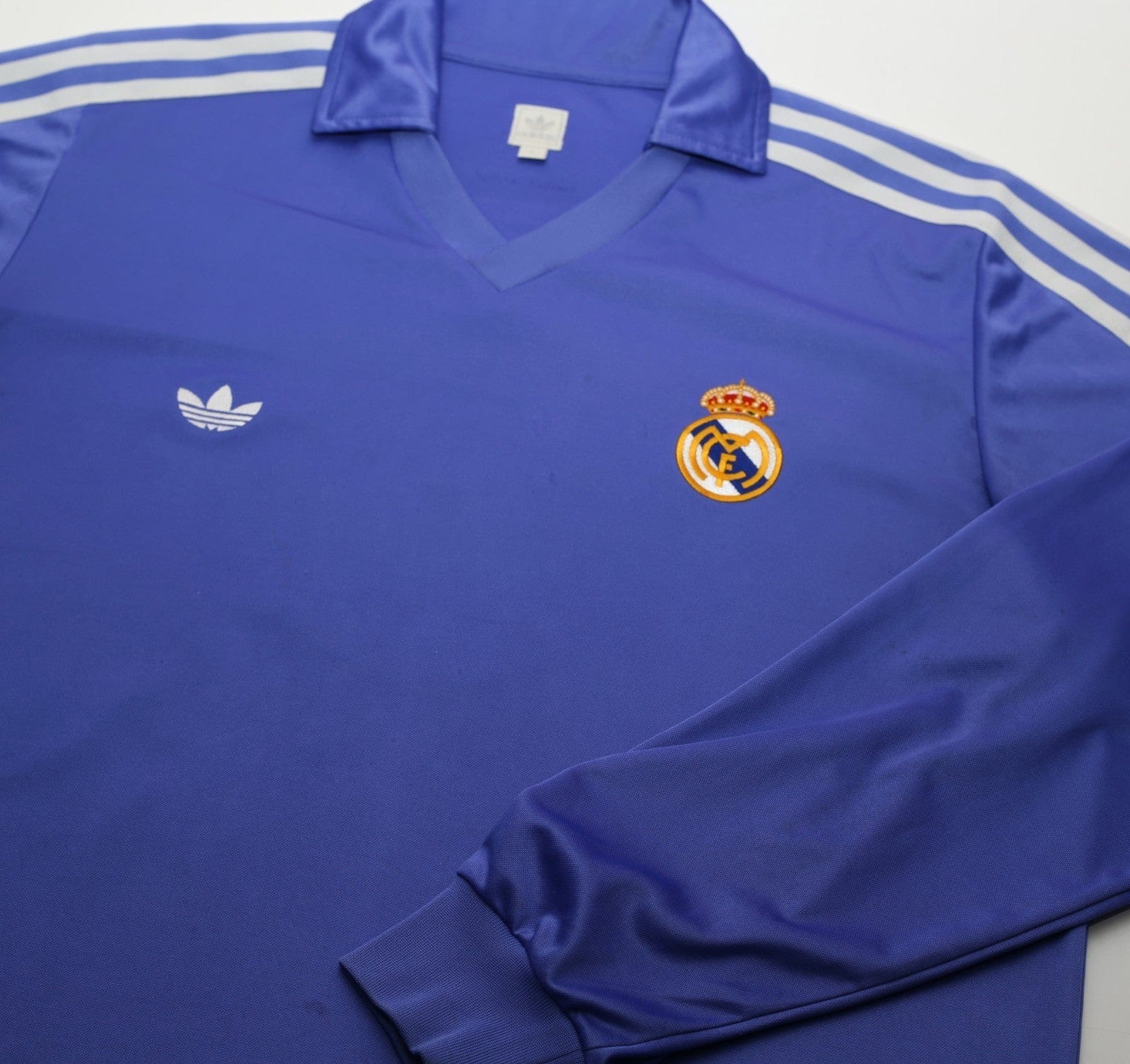 1985/86 SANCHEZ #9 Real Madrid Retro adidas Originals LS Away Football Shirt (L)