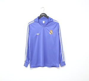 1985/86 SANCHEZ #9 Real Madrid Retro adidas Originals LS Away Football Shirt (M)