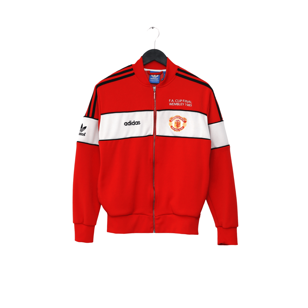 1985 Manchester United adidas Originals FA Cup Football Track Top Jacket (M)