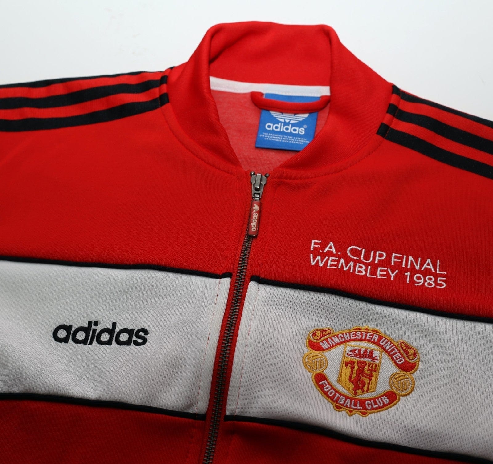 1985 MANCHESTER UNITED adidas Originals FA Cup Football Track Top Jacket (S)