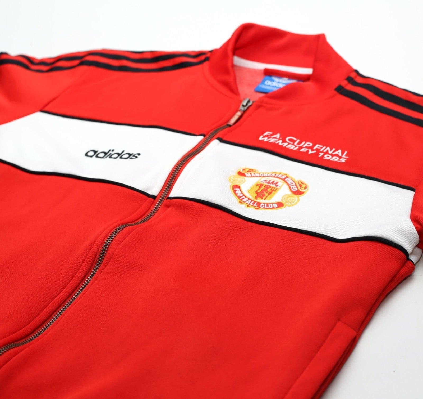 1985 MANCHESTER UNITED adidas Originals FA Cup Football Track Top Jacket (S)
