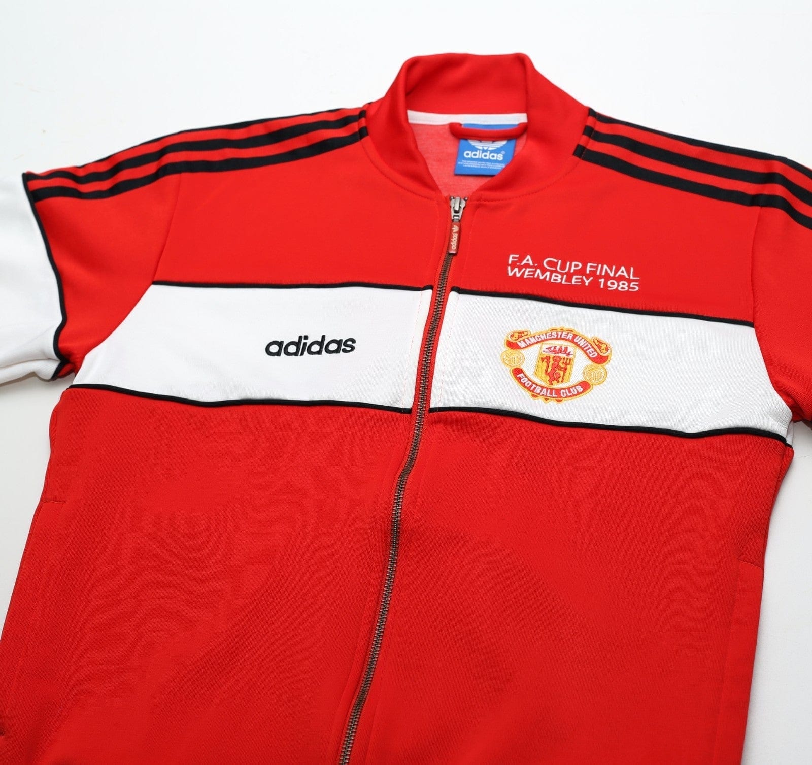 1985 MANCHESTER UNITED adidas Originals FA Cup Football Track Top Jacket (S)
