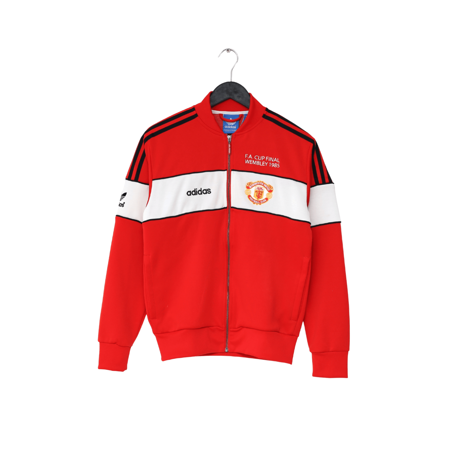 1985 MANCHESTER UNITED adidas Originals FA Cup Football Track Top Jacket (S)