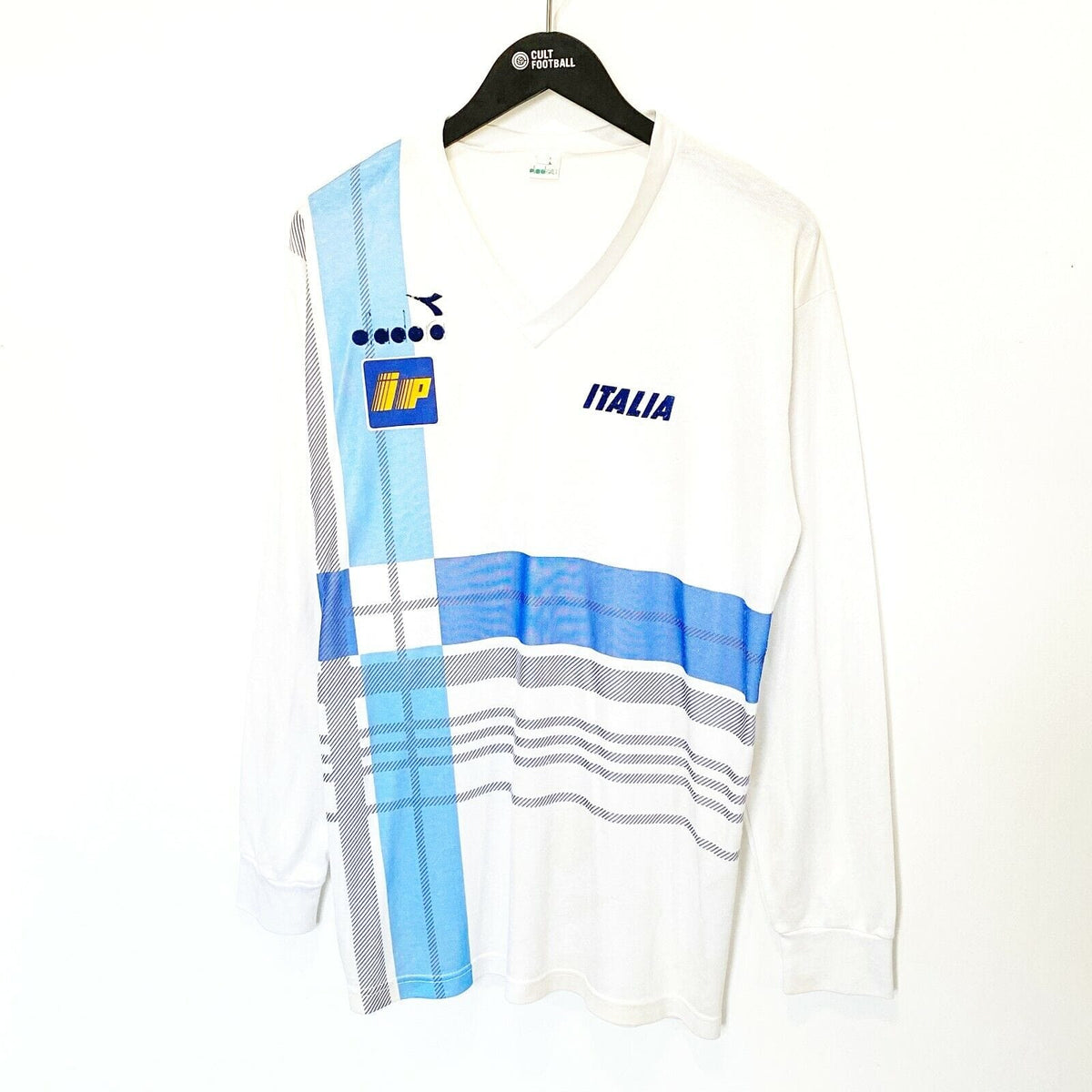 1986/88 ITALY Vintage Diadora Player Issue Football Training Shirt Jersey (L)