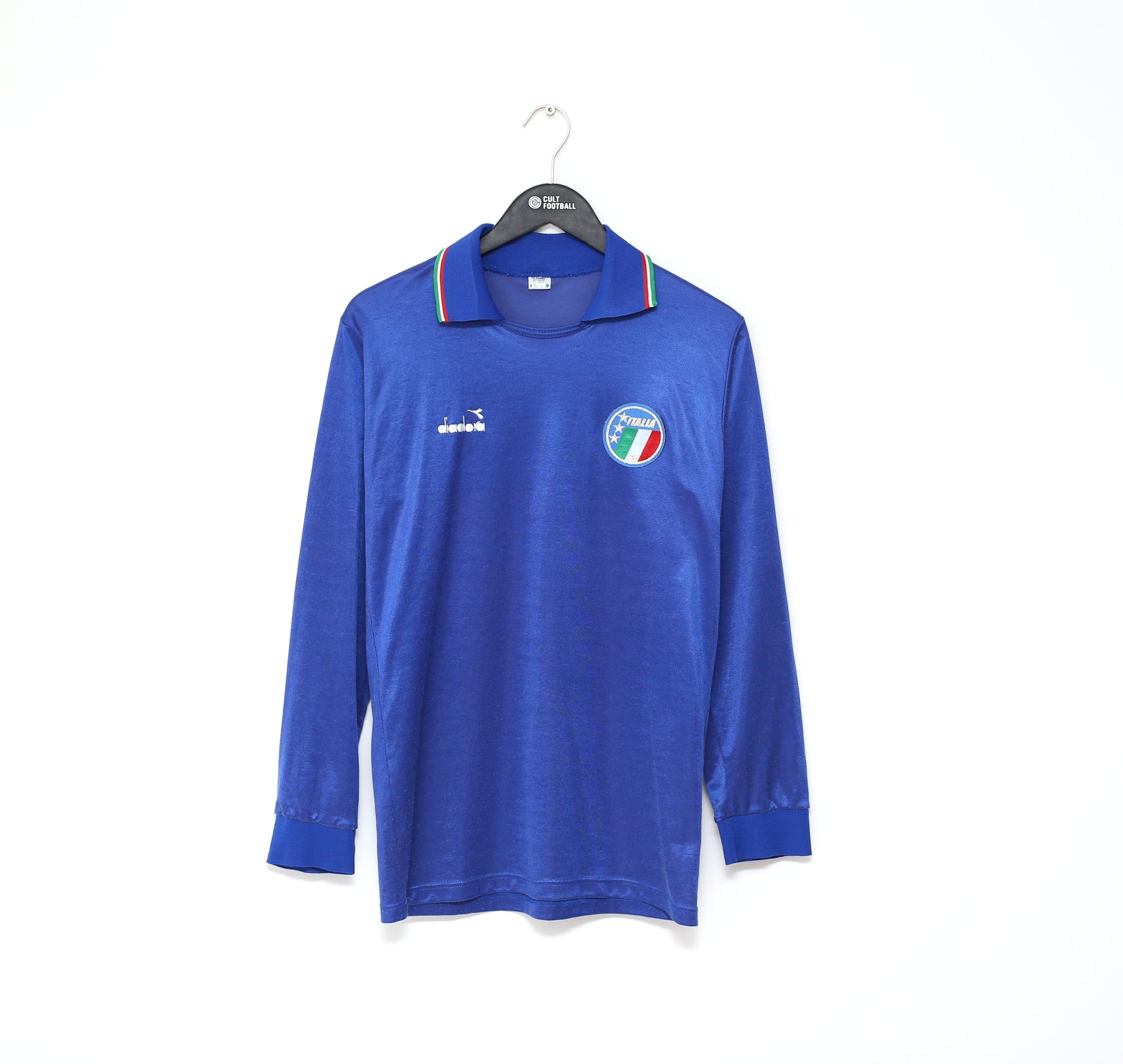 1986/90 ITALY Vintage Diadora Football Shirt Jersey (S/M) Maldini, Baggio Era
