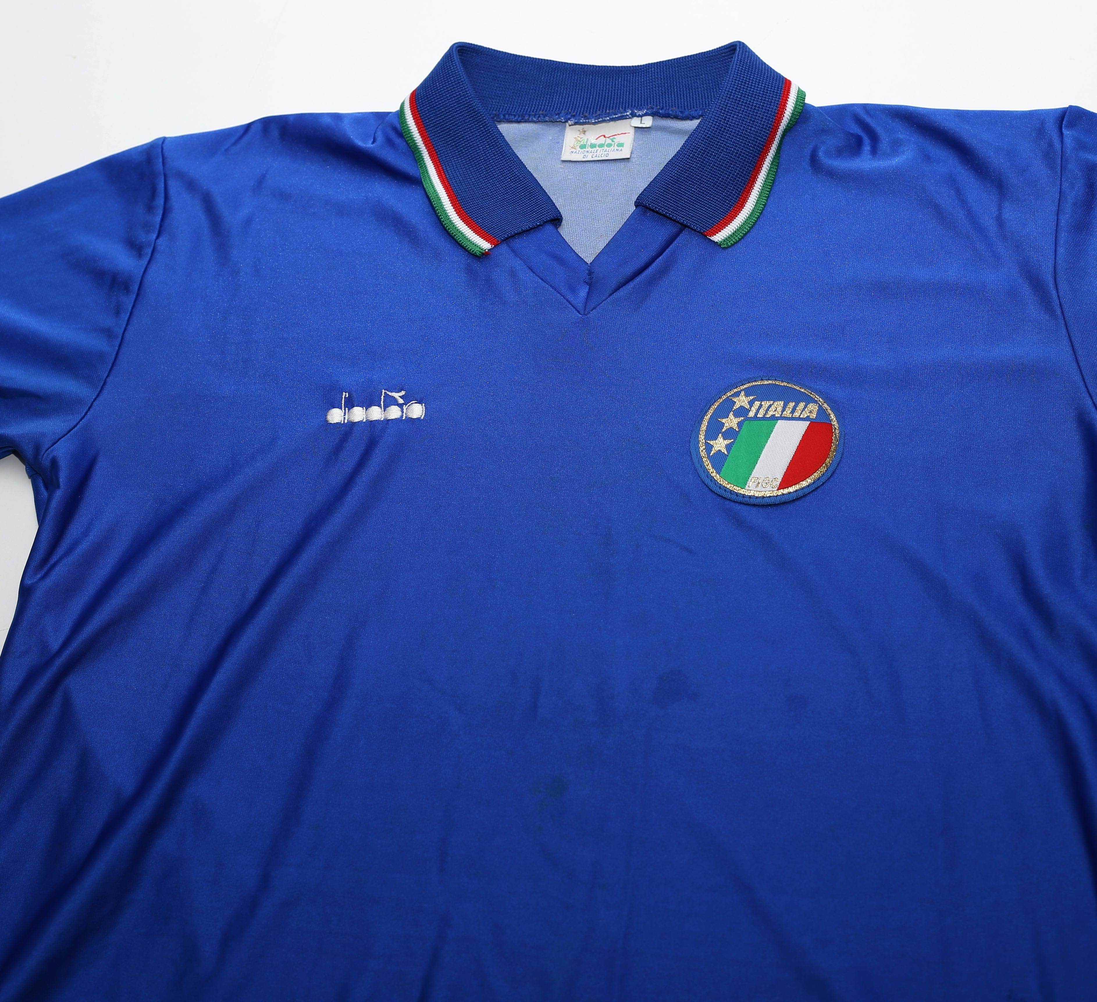 1986/90 ITALY Vintage Diadora Home Football Shirt Italia 90 (M/L)
