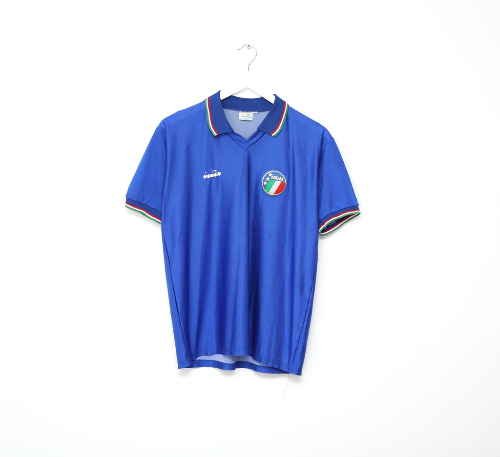 1986/90 ITALY Vintage Diadora Home Football Shirt Italia 90 (M/L)
