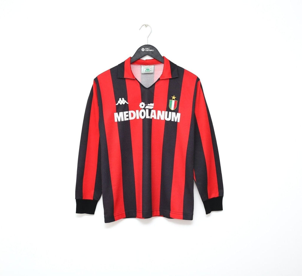 1988/89 AC MILAN Vintage Kappa Long Sleeve Home Football Shirt Jersey (S)