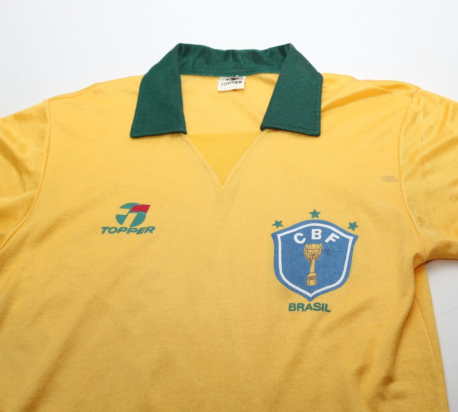 VINTAGE RARE BRAZIL TOPPER FOOTBALL good JERSEY (B10)