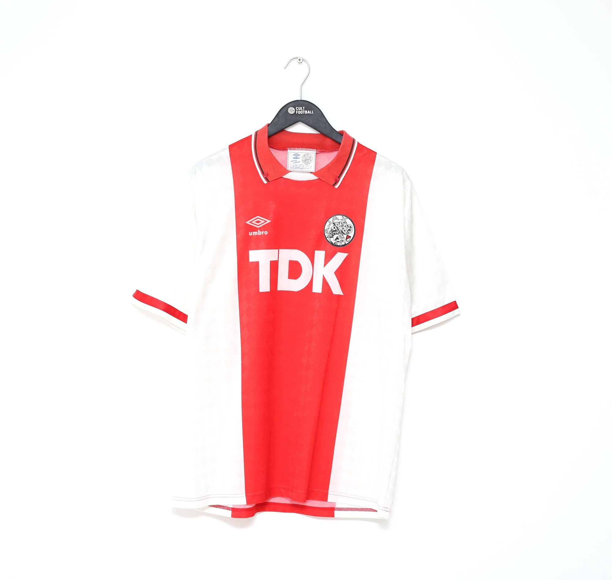 1989/91 AJAX AMSTERDAM Vintage Umbro Home Football Shirt (L