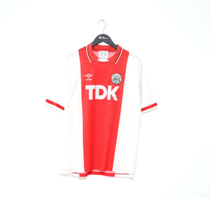 1989/91 AJAX AMSTERDAM Vintage Umbro Home Football Shirt (L) Bergkamp Era
