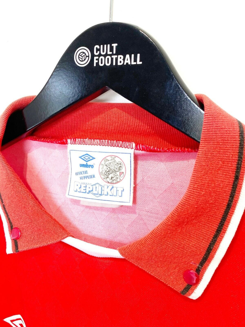 1989/91 AJAX AMSTERDAM Vintage Umbro Home Football Shirt (L) Bergkamp Era