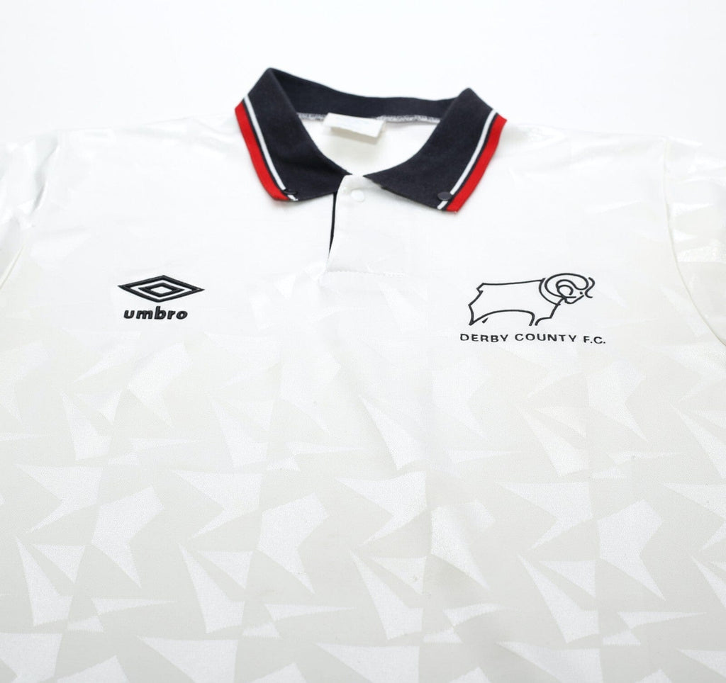 1989/91 DERBY COUNTY Vintage Umbro Home Football Shirt (M)