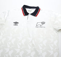 1989/91 DERBY COUNTY Vintage Umbro Home Football Shirt (M)