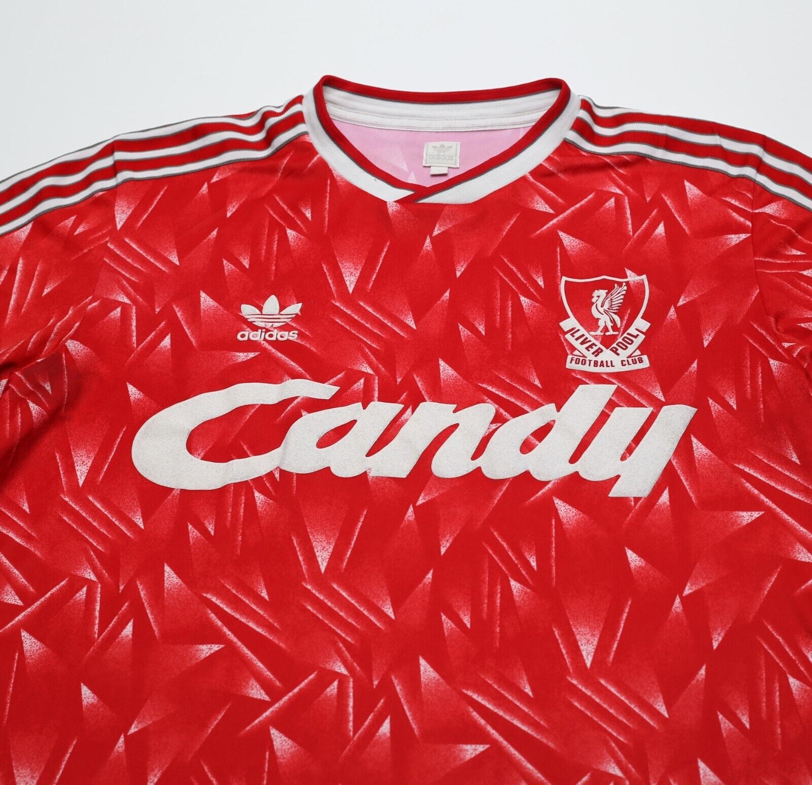 1989/91 LIVERPOOL Retro adidas Originals Candy Home Football Shirt (L)