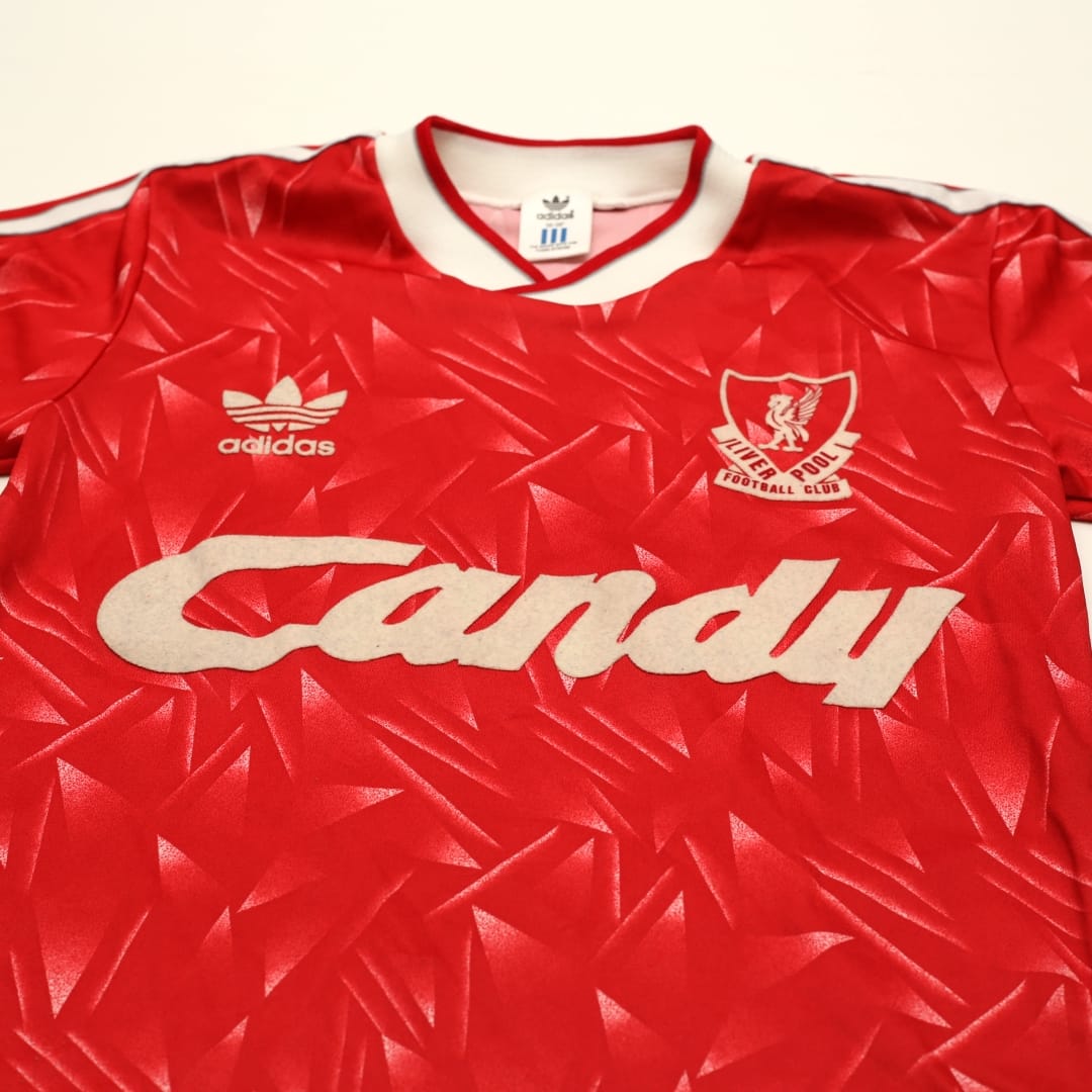 1989/91 Liverpool Vintage adidas Candy Home Football Shirt (36/38) S