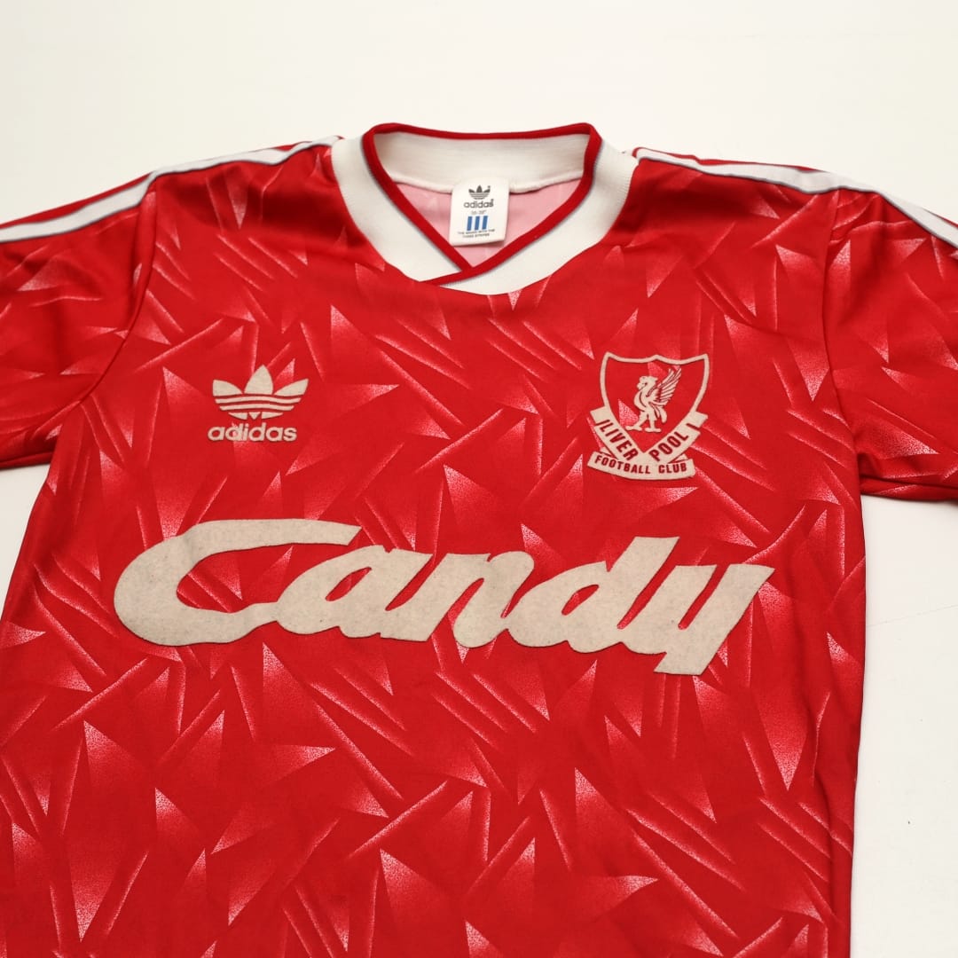 1989/91 Liverpool Vintage adidas Candy Home Football Shirt (36/38) S