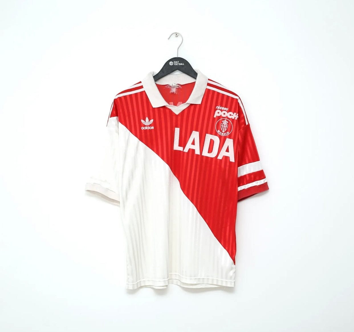 1990/91 AS MONACO Vintage adidas Home Football Shirt Jersey (M/L)