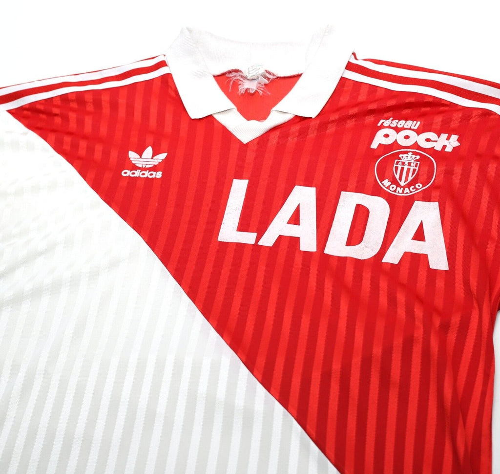 1990/91 AS MONACO Vintage adidas Home Football Shirt Jersey (M/L)