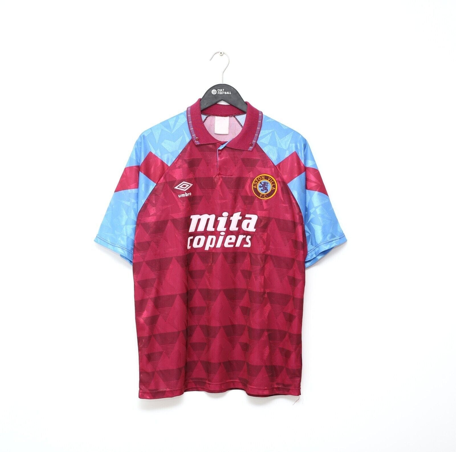 1990/92 ASTON VILLA Vintage Umbro Home Football Shirt (L) Platt, McGrath Era