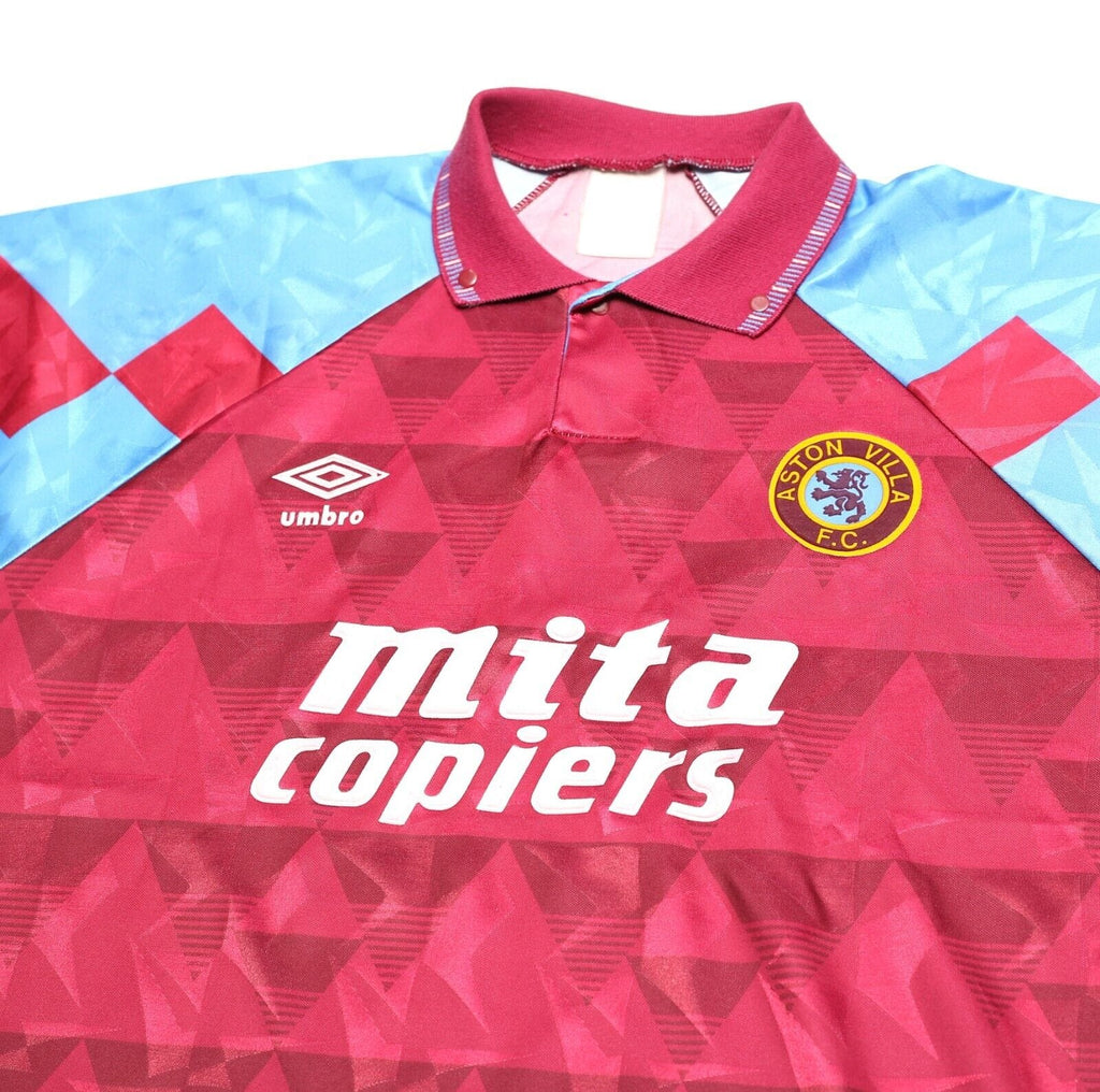 1990/92 ASTON VILLA Vintage Umbro Home Football Shirt (L) Platt, McGrath Era