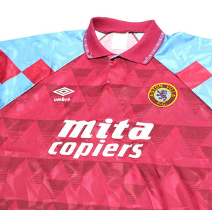 1990/92 ASTON VILLA Vintage Umbro Home Football Shirt (L) Platt, McGrath Era