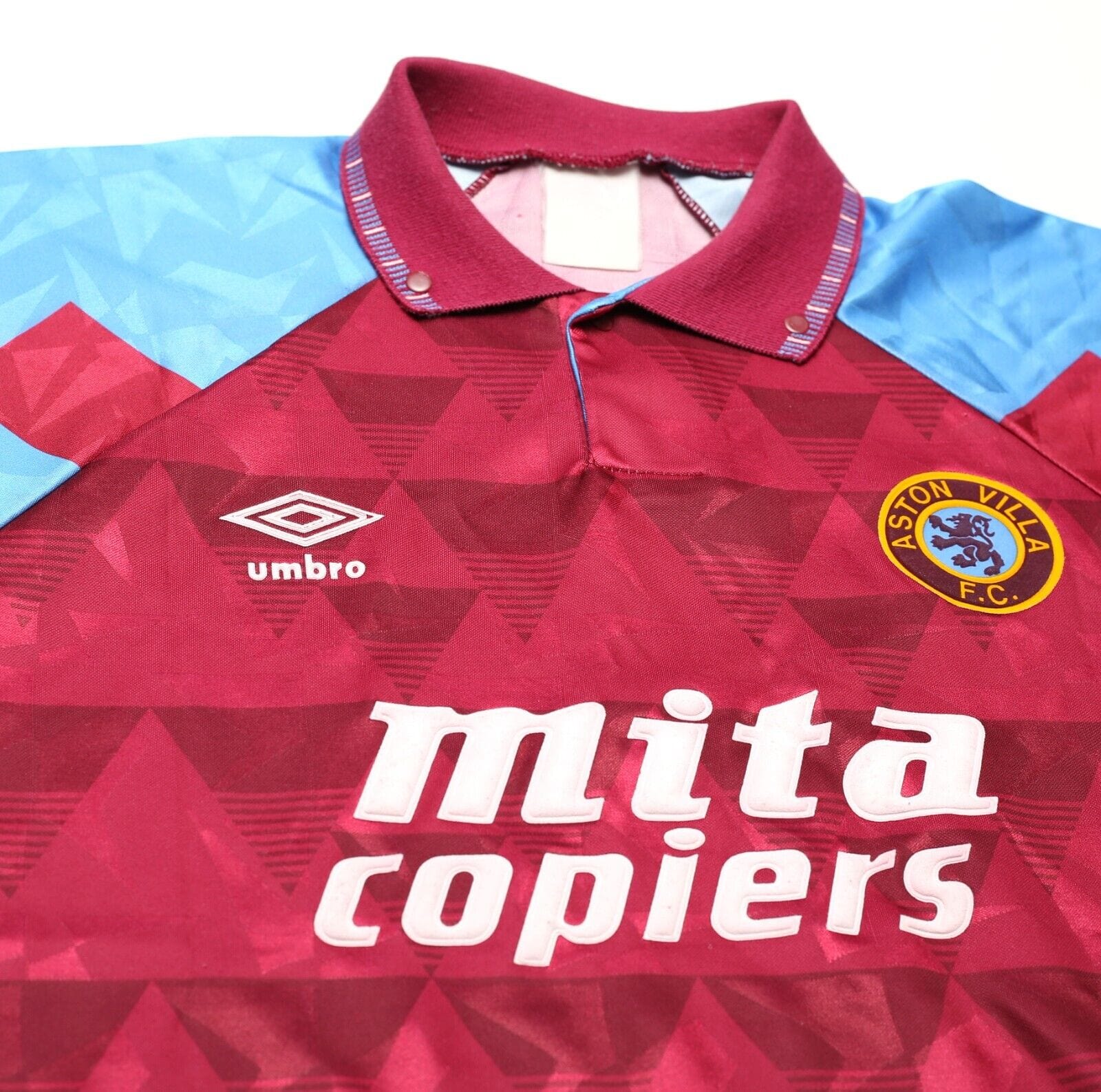 1990/92 ASTON VILLA Vintage Umbro Home Football Shirt (L) Platt, McGrath Era