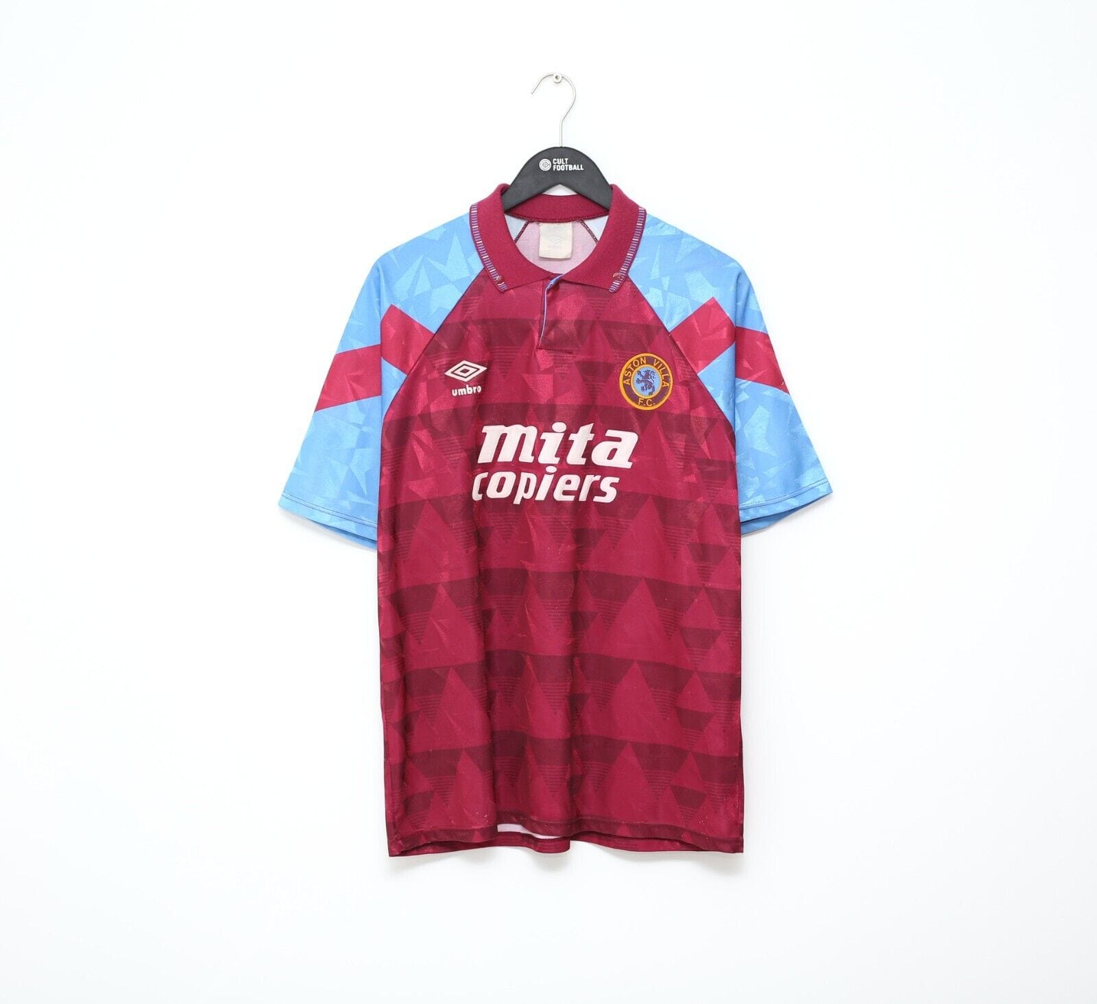 1990/92 ASTON VILLA Vintage Umbro Home Football Shirt (L) Platt, McGrath Era