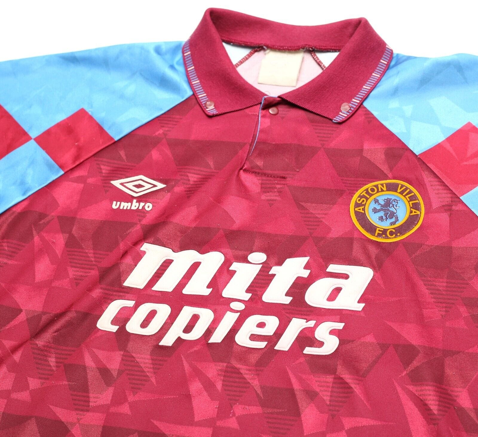 1990/92 ASTON VILLA Vintage Umbro Home Football Shirt (L) Platt, McGrath Era